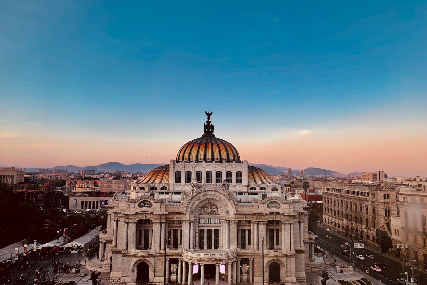 aerial photo of dome building under blue sky at daytime